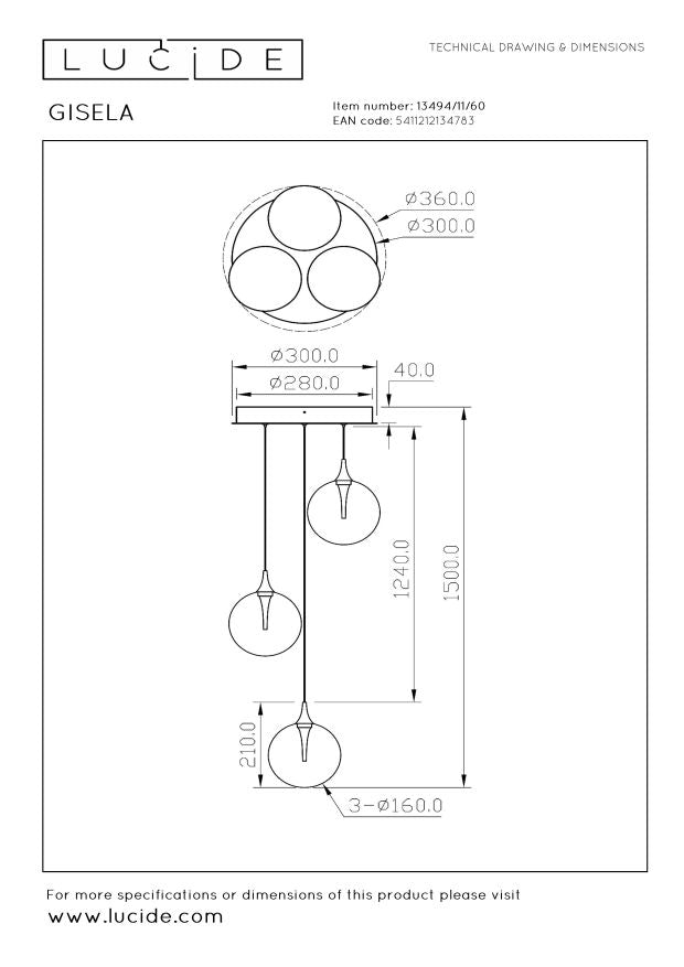 Lucide Premium GISELA Hanglamp - Transparant