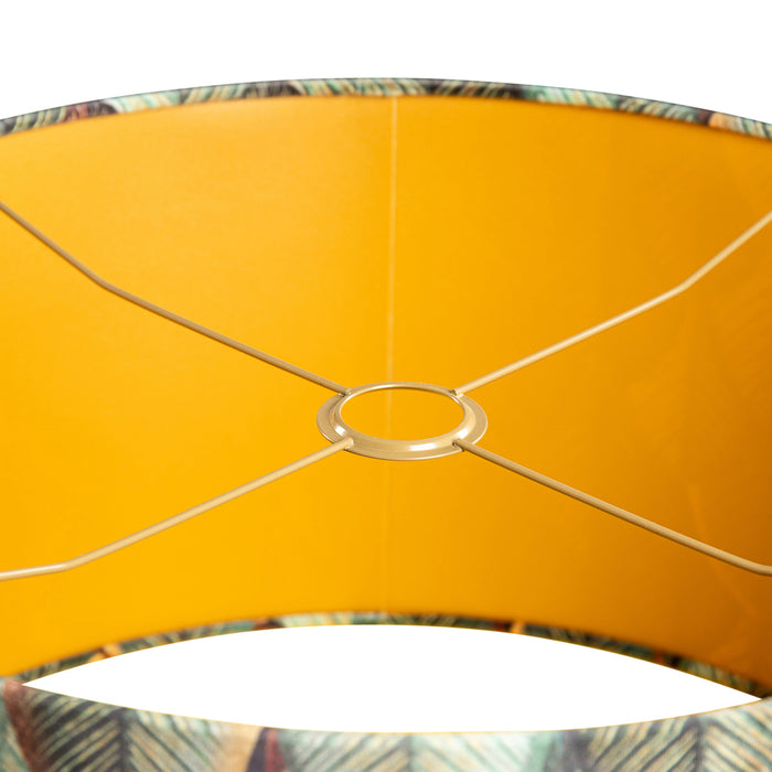 QAZQA Velours lampenkap blad dessin met gouden binnenkant 50|50|25