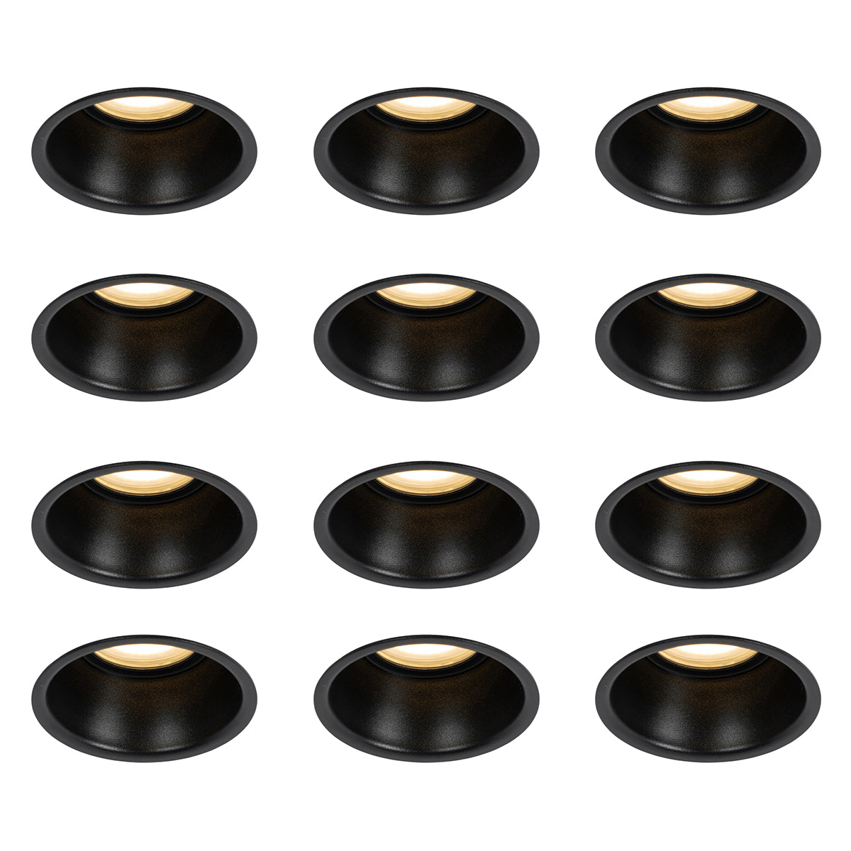 QAZQA Set van 12 inbouwspots zwart GU10 50mm IP44 - Dept