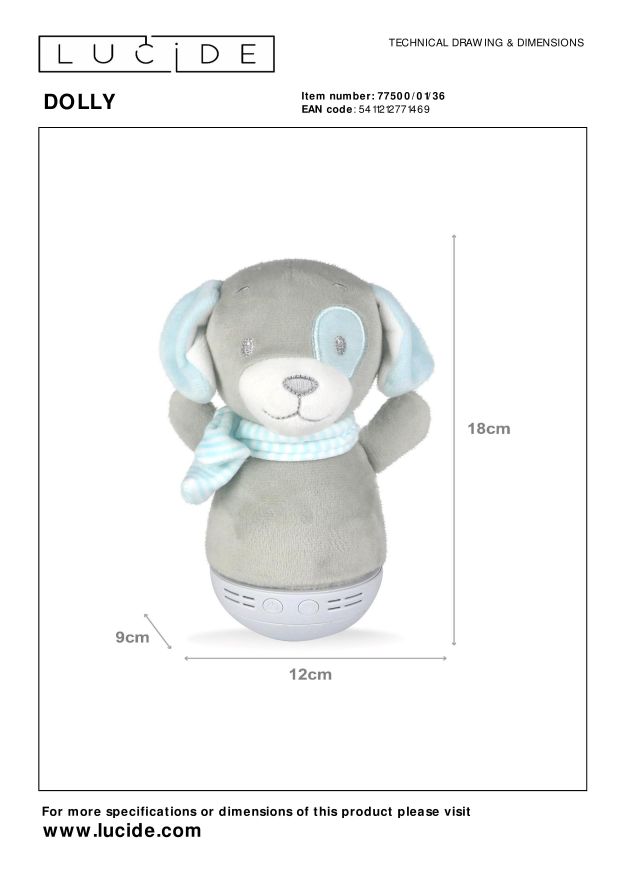 Lucide DOLLY Tafellamp - Grijs