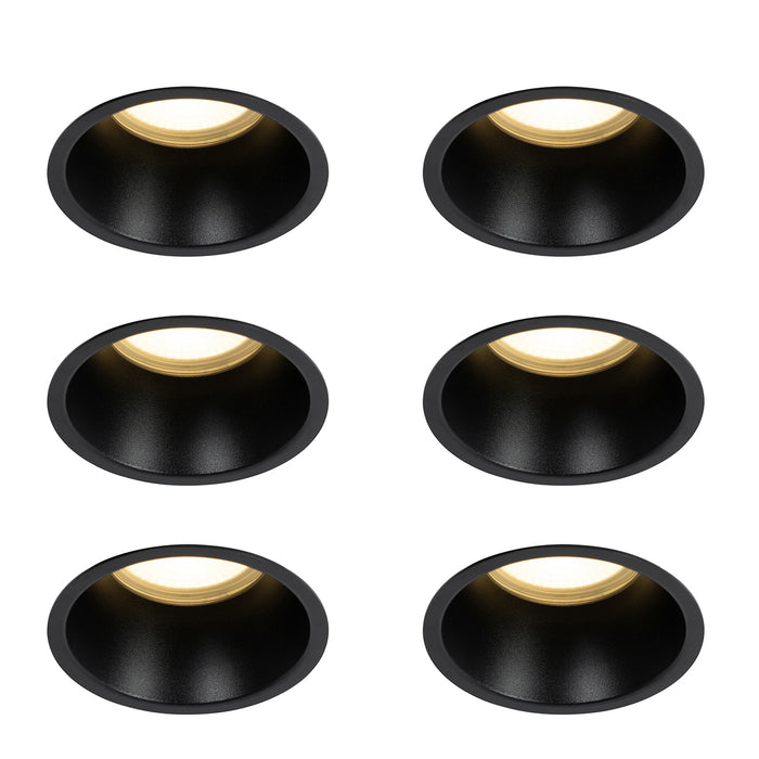 QAZQA Set van 6 inbouwspots zwart GU10 70mm IP44 - Dept