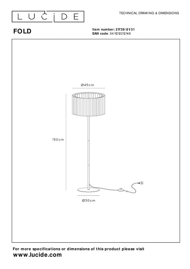 Lucide FOLD Vloerlamp - Wit
