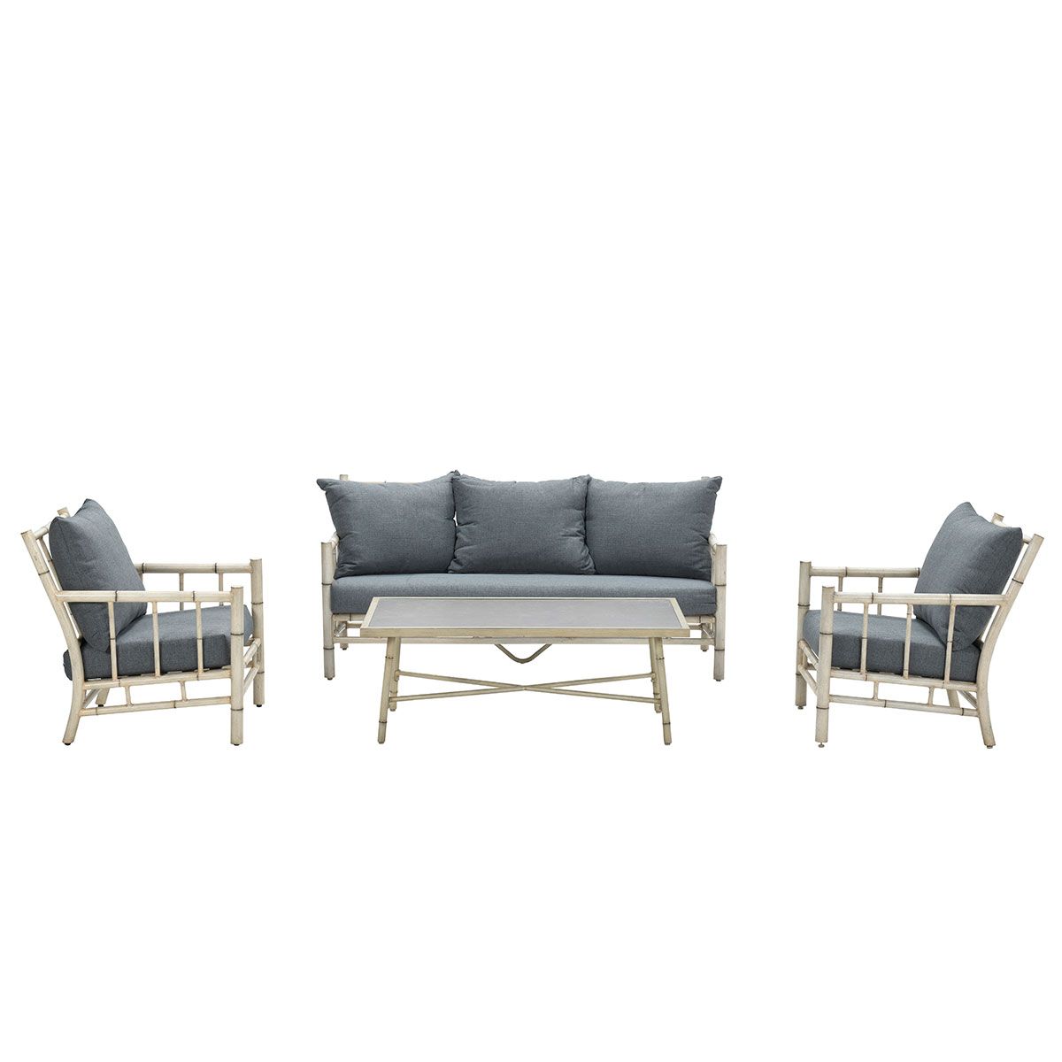 Lombok loungeset - 4-delig - aluminium - bamboo-look - mystic grey