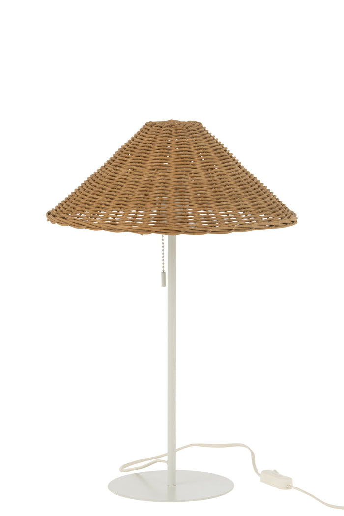 J-Line - Tafellamp Metaal|rattan Wit|naturel - 32x32x50cm