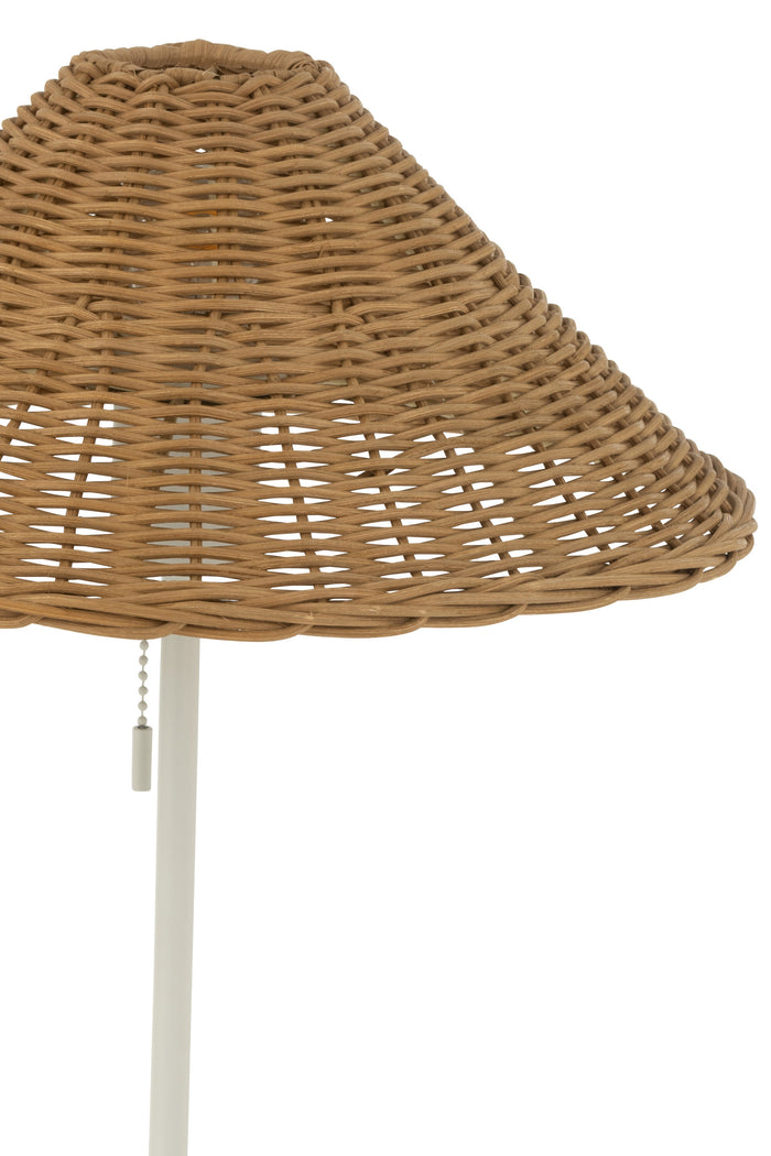 J-Line - Tafellamp Metaal|rattan Wit|naturel - 32x32x50cm