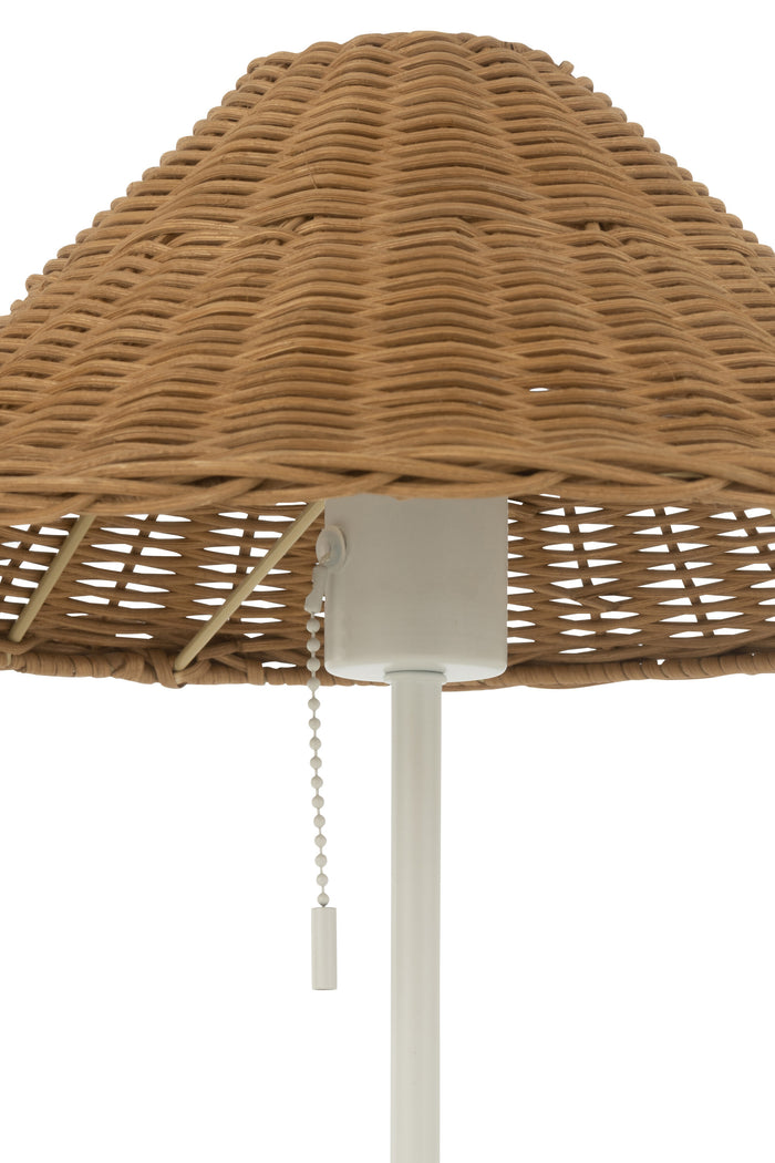 J-Line - Tafellamp Metaal|rattan Wit|naturel - 32x32x50cm