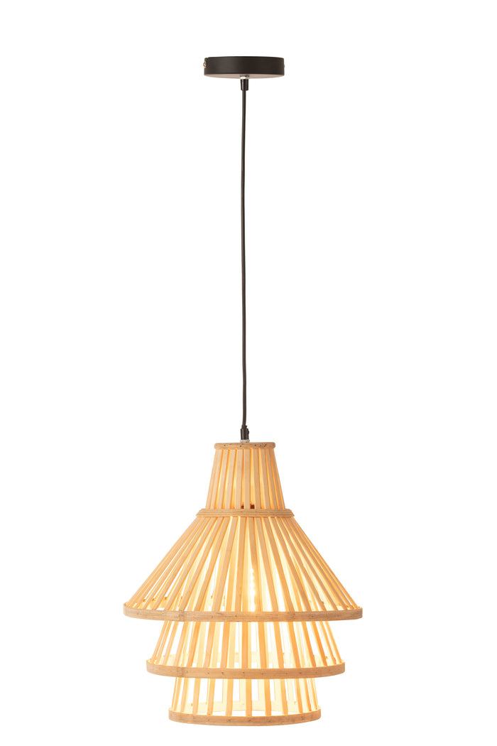 J-Line - Hanglamp Lagen Bamboo Naturel Medium - 32.5x32.5x162cm