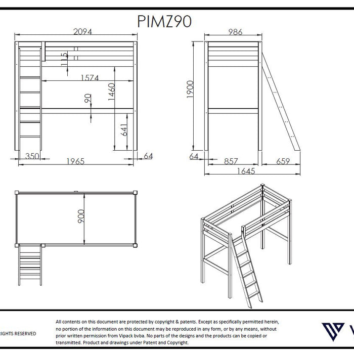 LUCEVI - Pino Hoogslaper 90x200 cm - Wit