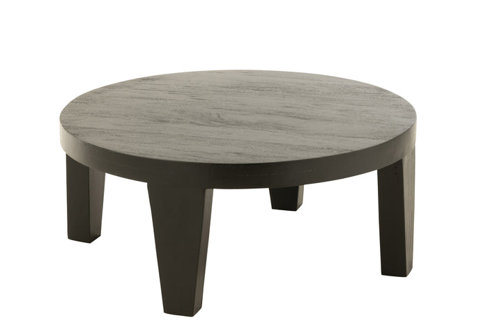 J-line - Salontafel Rond Mango Hout Matte Zwart - 80x80x34cm