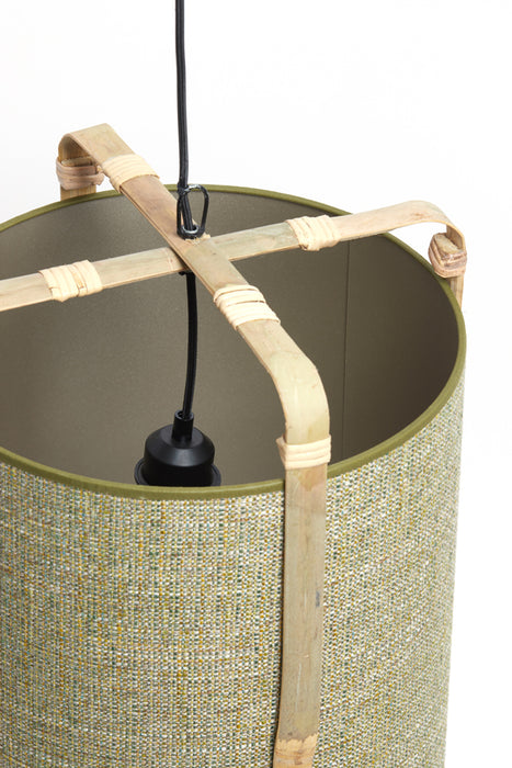Light&living Hanglamp Ø32x60 cm SENDAI groen+bamboe naturel