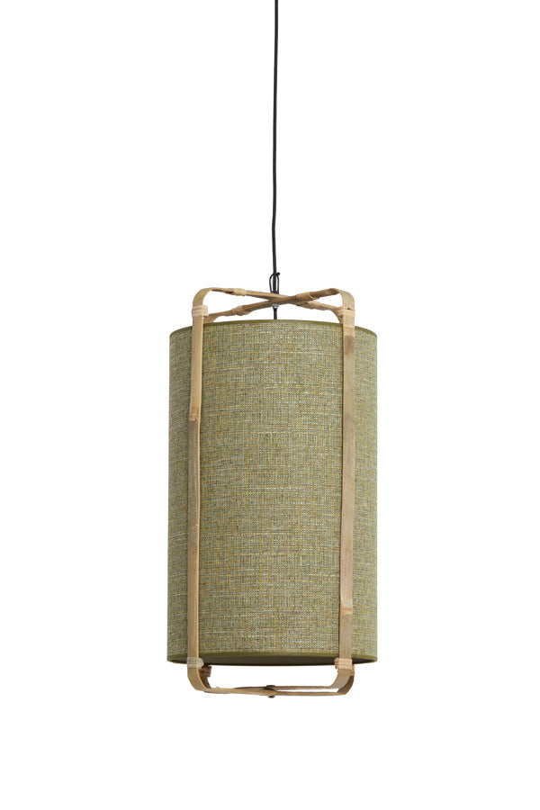 Light&living Hanglamp Ø32x60 cm SENDAI groen+bamboe naturel