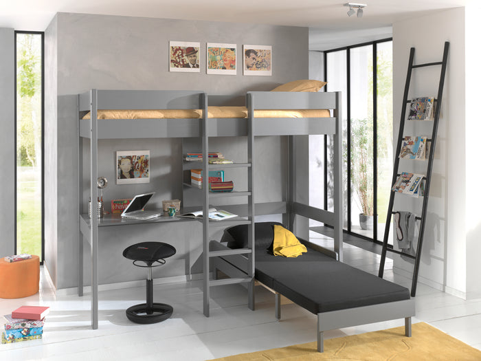 LUCEVI - Pino Hoogslaper + Bureau + Slaapfauteuil 90x200 cm - Grijs