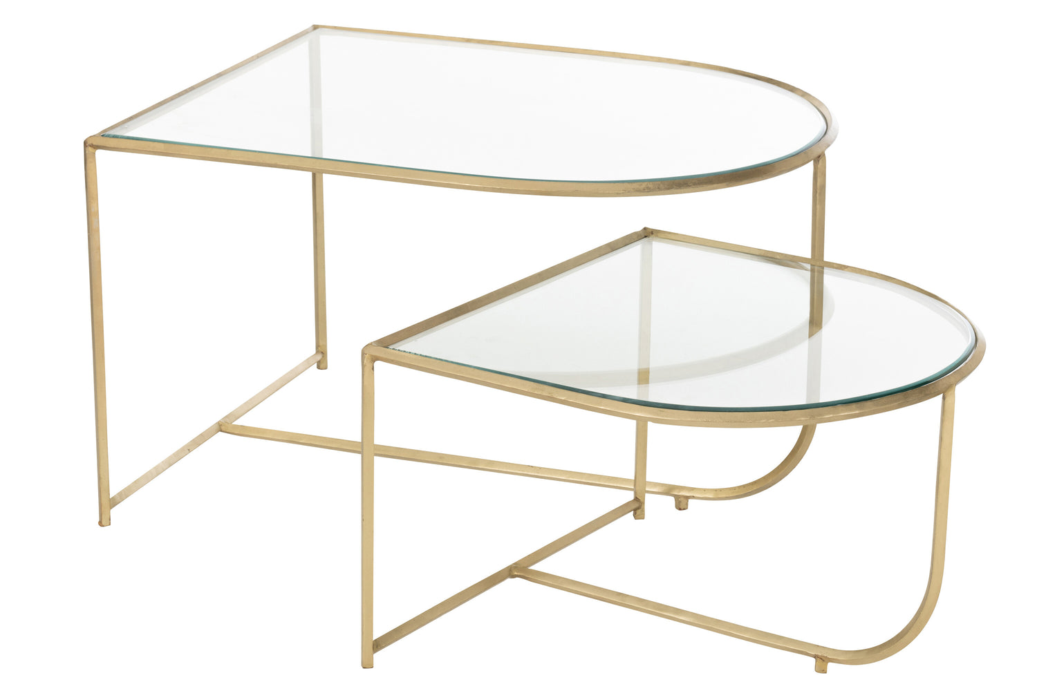 J-line - Set Van 2 Tafels Porte Metaal|glas Goud - 76x62x35cm