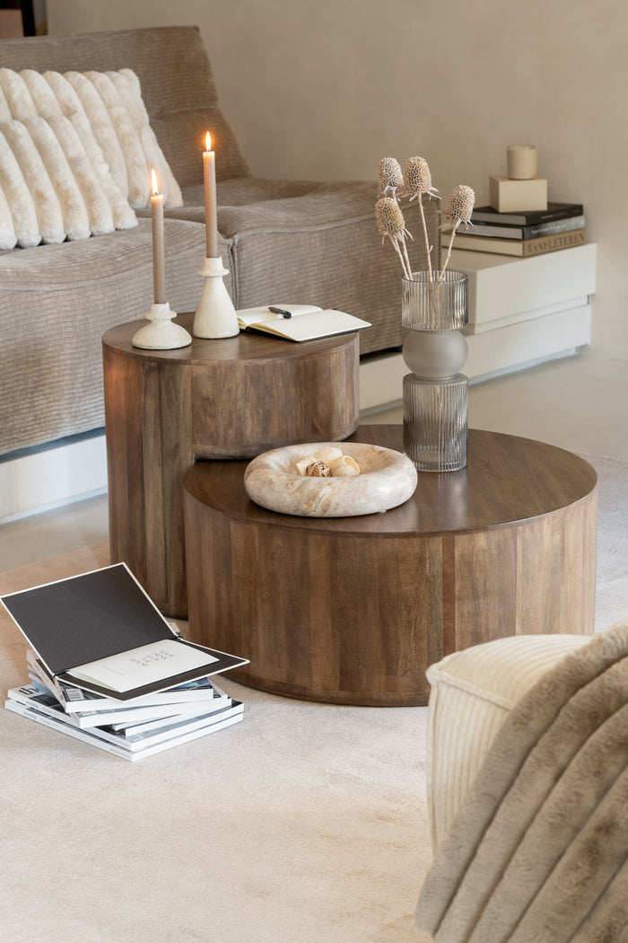 J-line - Set Van 2 Bijzettafels Toge Mango Hout Bruin - 75x75x30cm