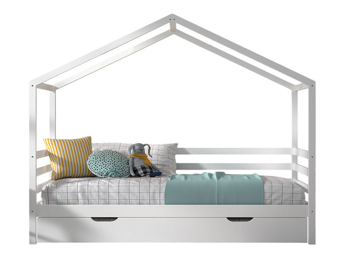 LUCEVI - Huisbed 90x200cm en rolbed - 210x96x170cm - Wit