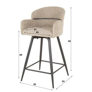 Hoyz Collection - Barstoel Draaibaar 2 Stuks - Boucle Zandkleur