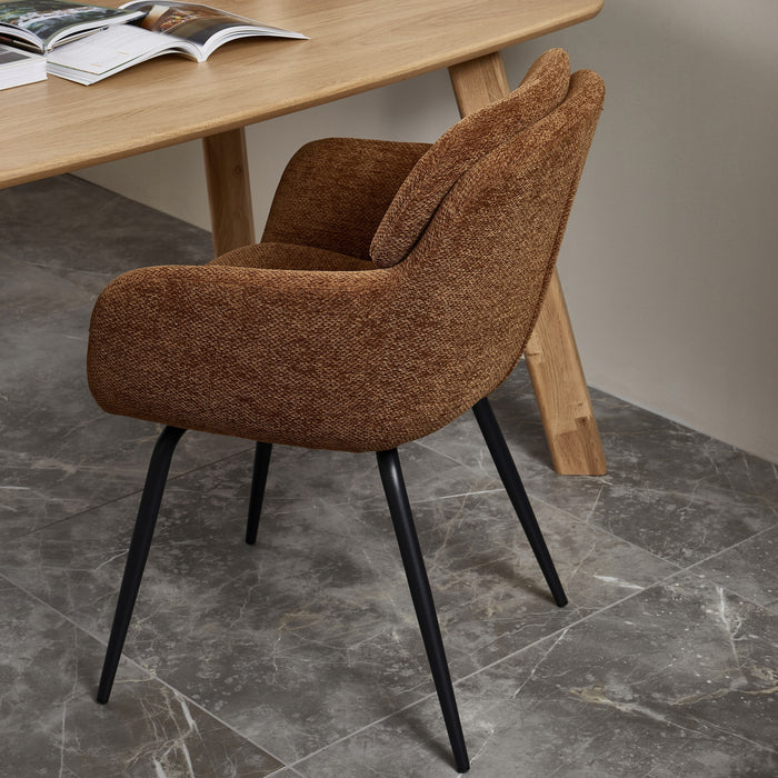 WOOOD Runa Eetkamerstoel Chenille - Bruin