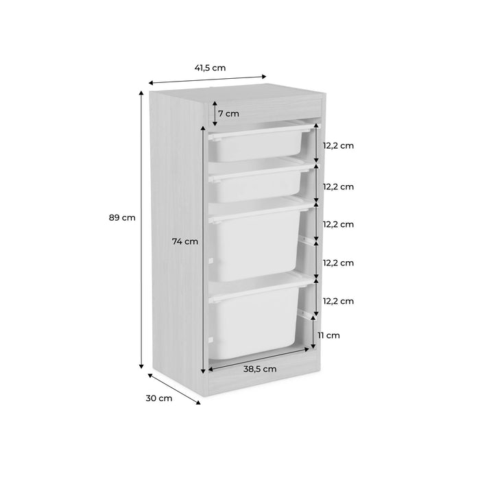 sweeek - Kinder opbergmeubel met 4 opbergbakken (Set van 2)