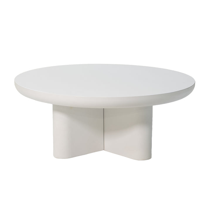 Giga Meubel - Salontafel Rond 90cm - Wit Betonlook - Miso