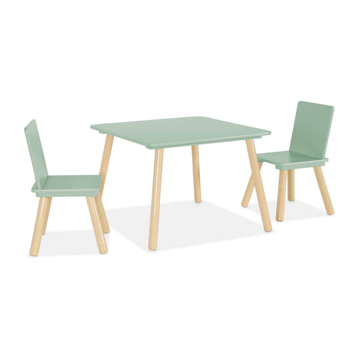 sweeek - Vierkante kindertafel grenenhout 2 stoelen