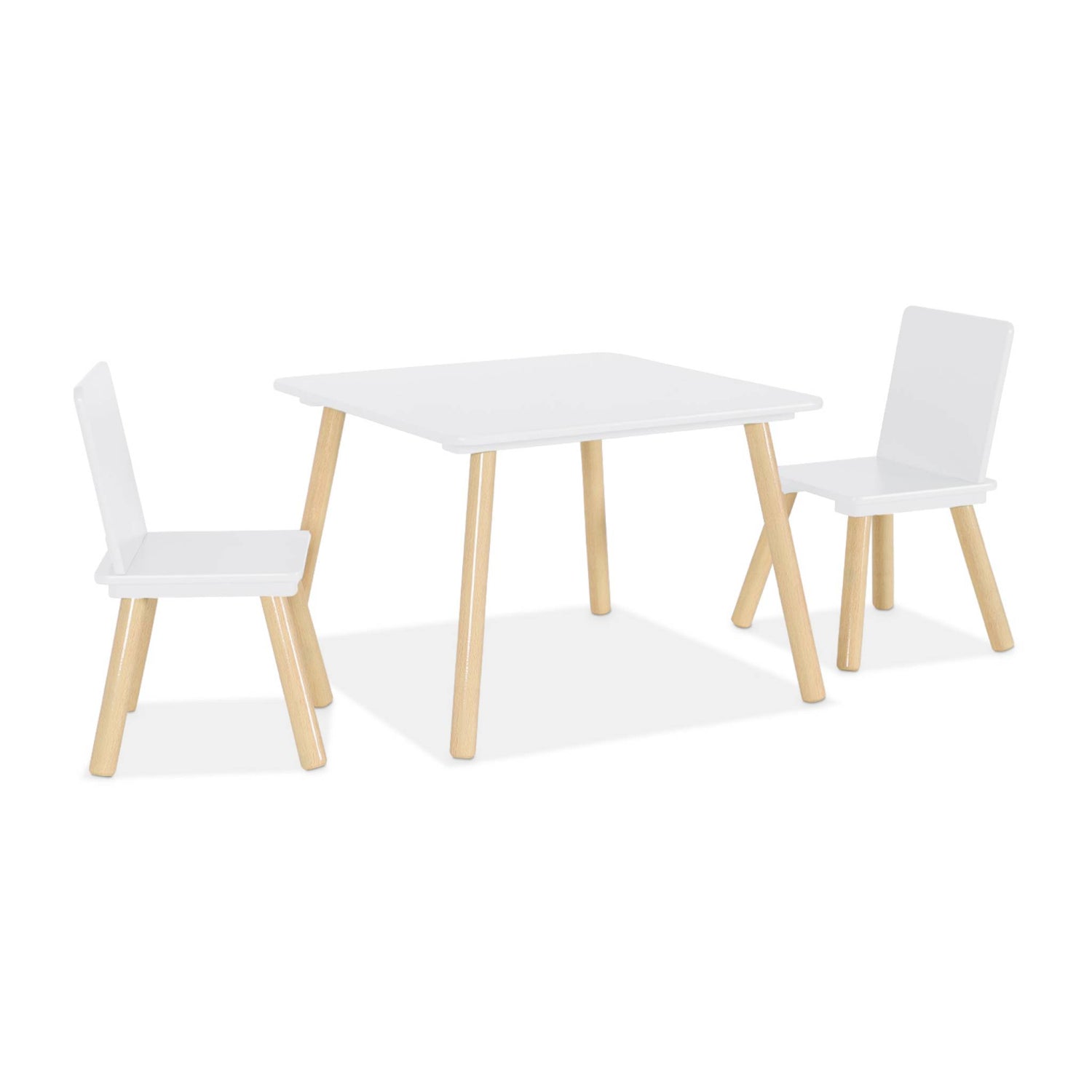 sweeek - Vierkante kindertafel grenenhout 2 stoelen