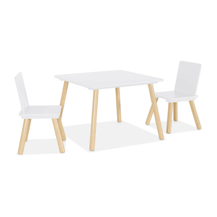 sweeek - Vierkante kindertafel grenenhout 2 stoelen