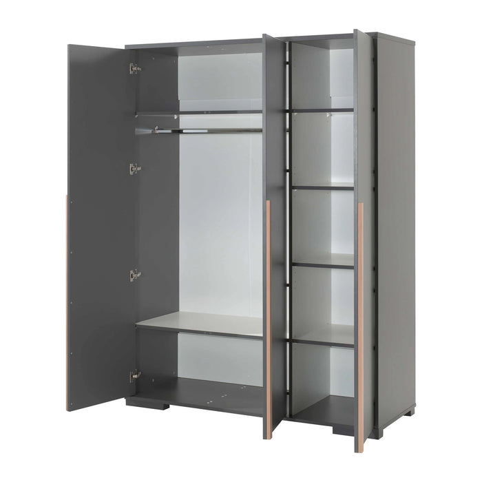 Vipack London Kledingkast 3-deurs - Antraciet