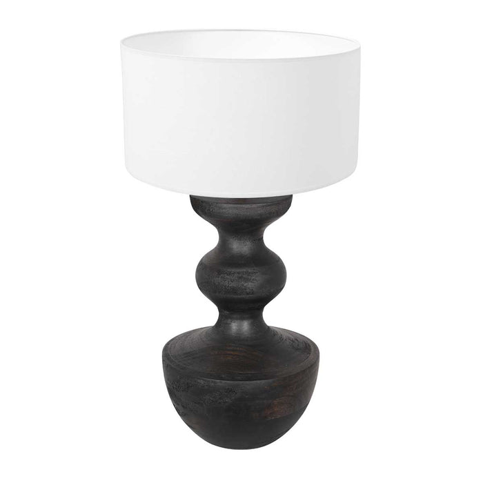Anne Lighting - tafellamp - Lyons - zwart - hout linnen - Ø 40cm -