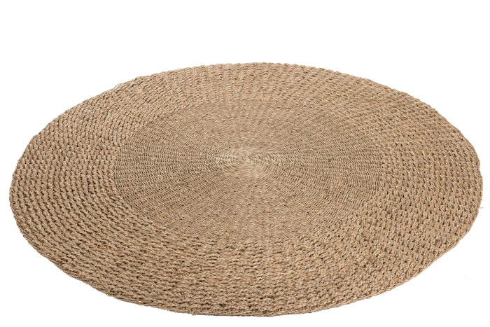 J-line - Tapijt Rond Gevlochten Zeegras Naturel - 120x120x1cm