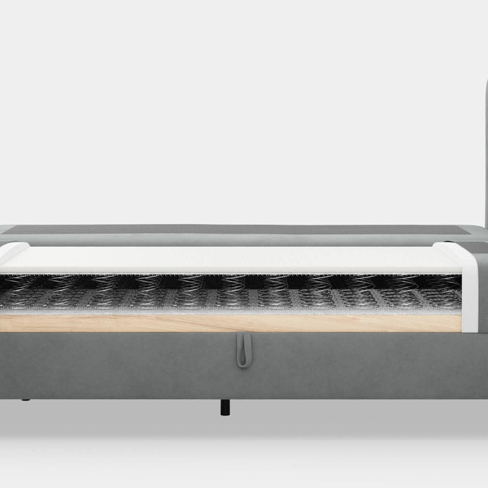 by fonQ Novae Boxspring  met Opbergruimte - 160 x 200 cm - Grijs / Naturel