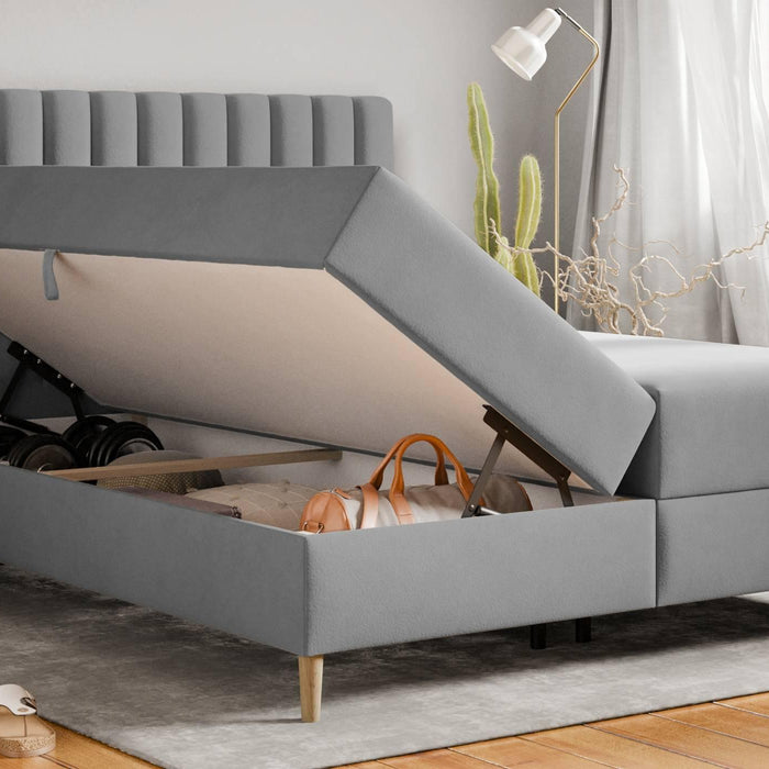 by fonQ Pazara Boxspring met Opbergruimte 160 x 200 cm - Grijs / Naturel