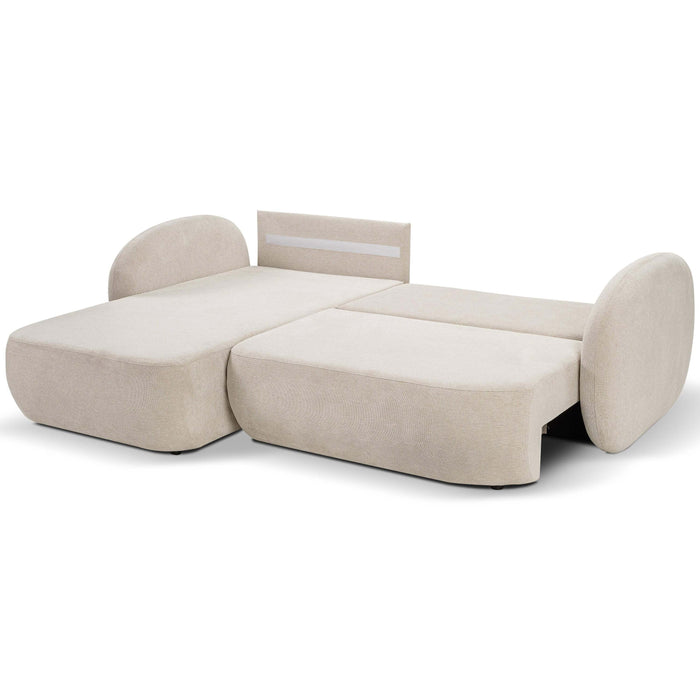 by fonQ Orin Hoekbank Links met Slaapfunctie - Chenille - Beige
