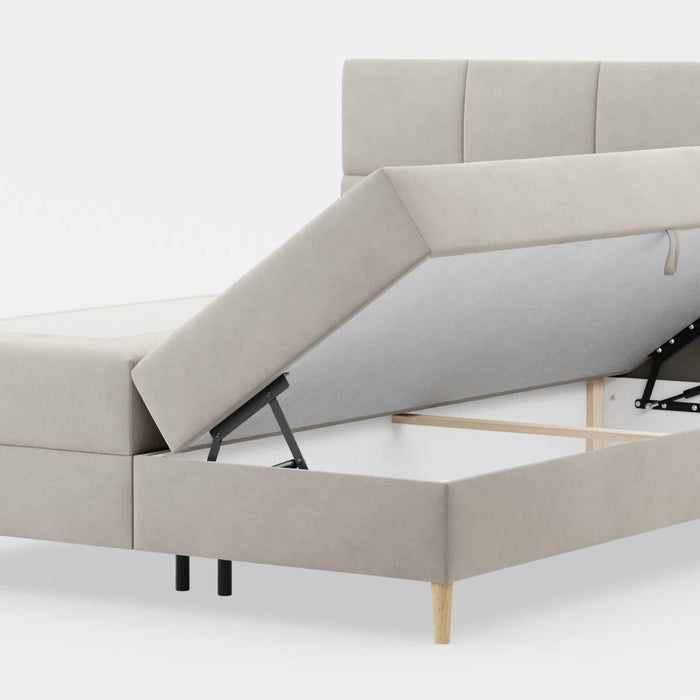 by fonQ Novae Boxspring met Opbergruimte 180 x 200 cm - Beige / Zwart