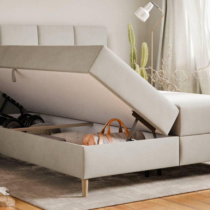 by fonQ Novae Boxspring met Opbergruimte 180 x 200 cm - Beige / Zwart