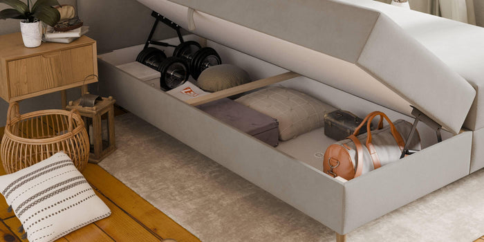 by fonQ Novae Boxspring met Opbergruimte 180 x 200 cm - Beige / Naturel