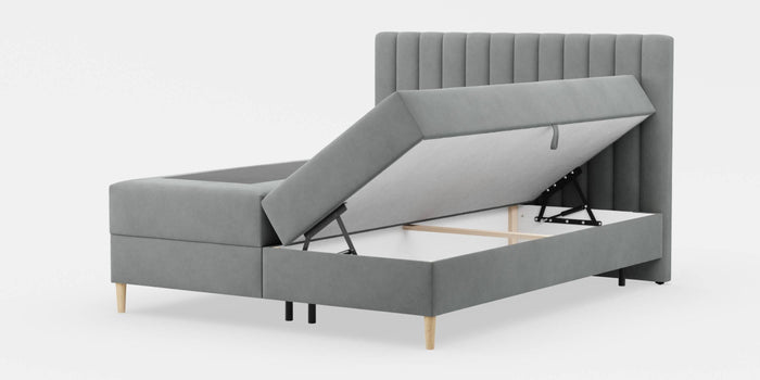 by fonQ Novae Boxspring  met Opbergruimte - 160 x 200 cm - Grijs / Naturel