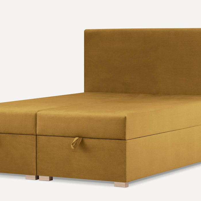 by fonQ Ora Boxspring met Relaxfunctie 180 x 200 cm - Fluweel - Okergeel