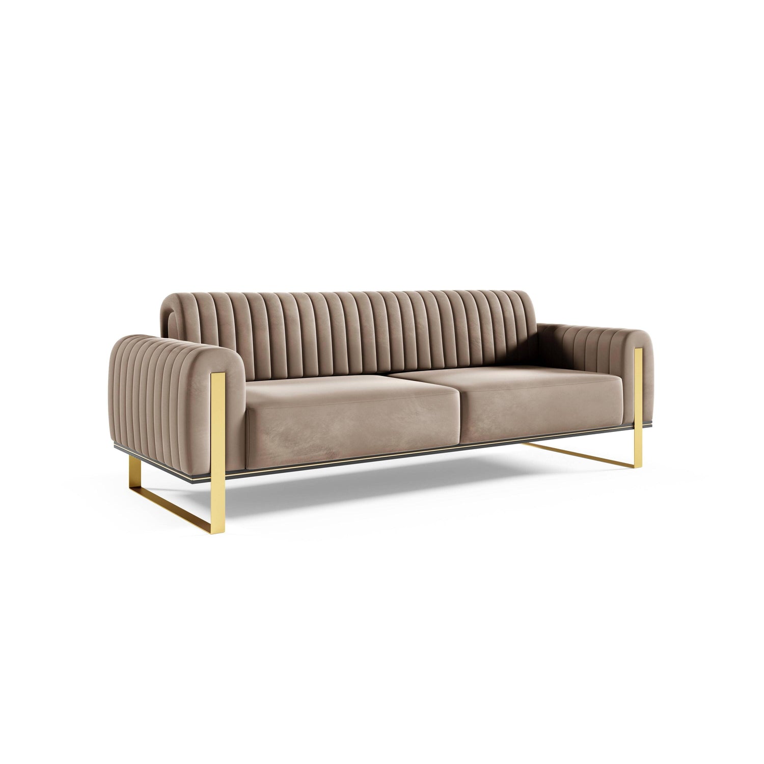 by fonQ Elite 3-zitsbank - Fluweel - Beige