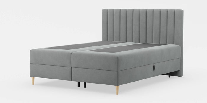 by fonQ Novae Boxspring  met Opbergruimte - 160 x 200 cm - Grijs / Naturel