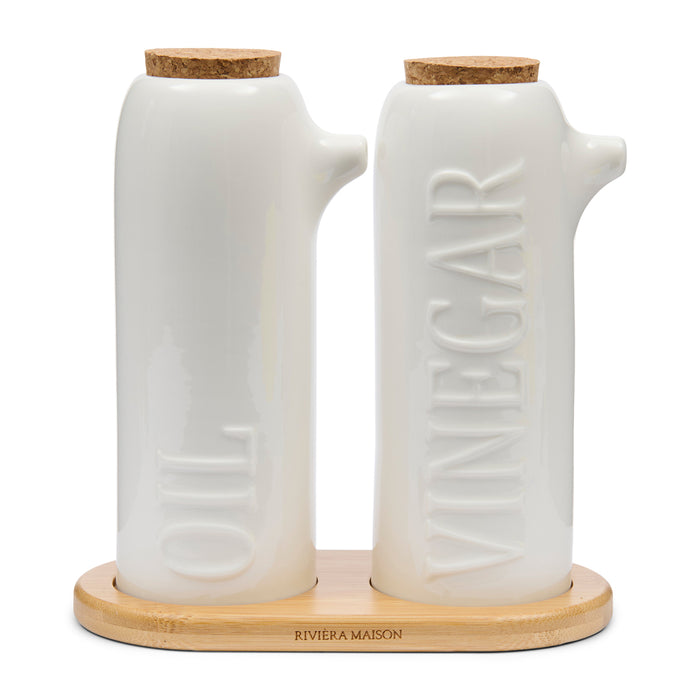 Riviera Maison Olie en Azijn Set Wit - Oleum - Porselein - 350 ml