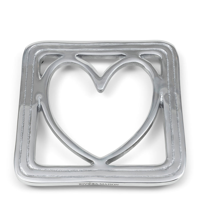 Riviera Maison Pannenonderzetter Zilver - Lovely Heart - Aluminium