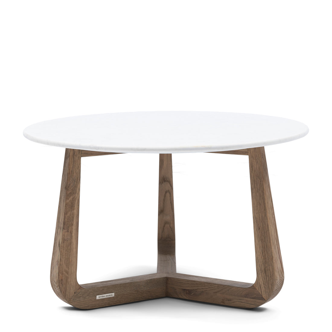 Rivièra Maison - Elegante ronde salontafel in crème marmer en eikenhout met afmetingen 42 cm hoog