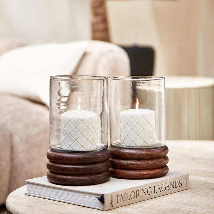 Riviera Maison Windlicht Bruin - Septi - Glas (ØxH) 22x31.5