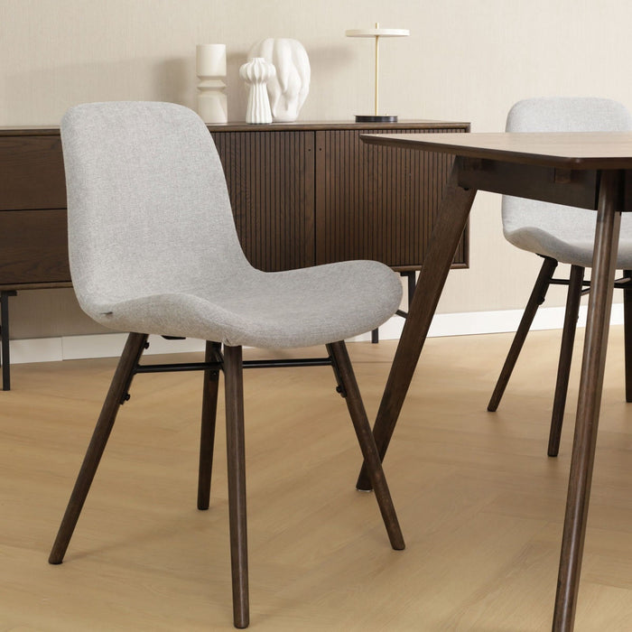 Nolon Nena-Fé Eetkamerstoelen Set van 2 - Lichtgrijs - Walnoot