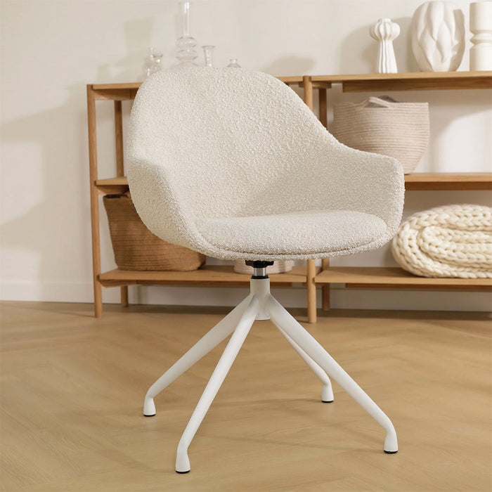 Nolon Nola-Mae Draaibare Eetkamerstoelen Bouclé Beige - Wit - 2x