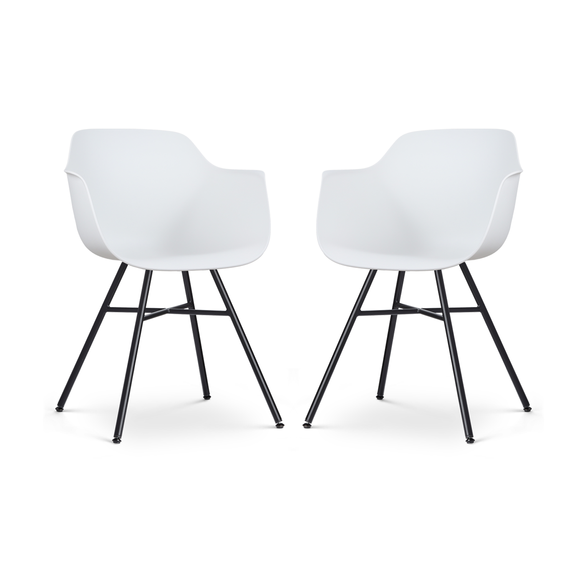 Nolon Noa-Puk Eetkamerstoelen Set van 2 - Wit - Zwart Onderstel