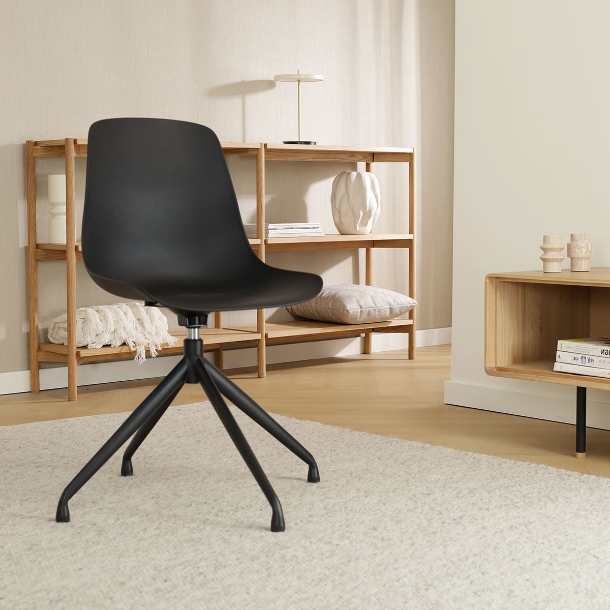 Nolon Nola-Pip Draaibare Eetkamerstoelen Zwart - Zwart Onderstel - 2x