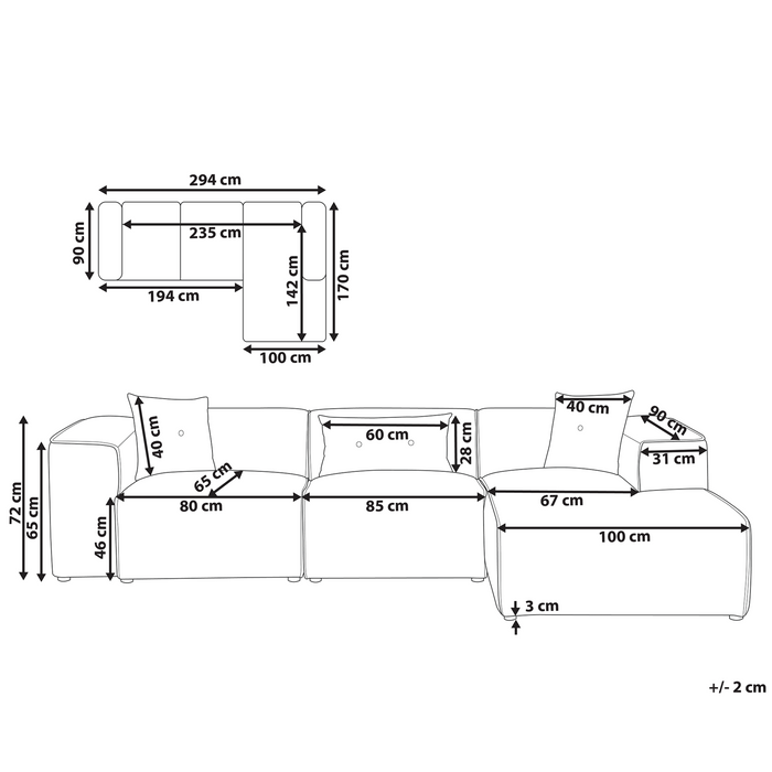 Beliani-DOLVA-Hoekbank 3-zits-Lichtgrijs-Linkerzijde-Corduroy
