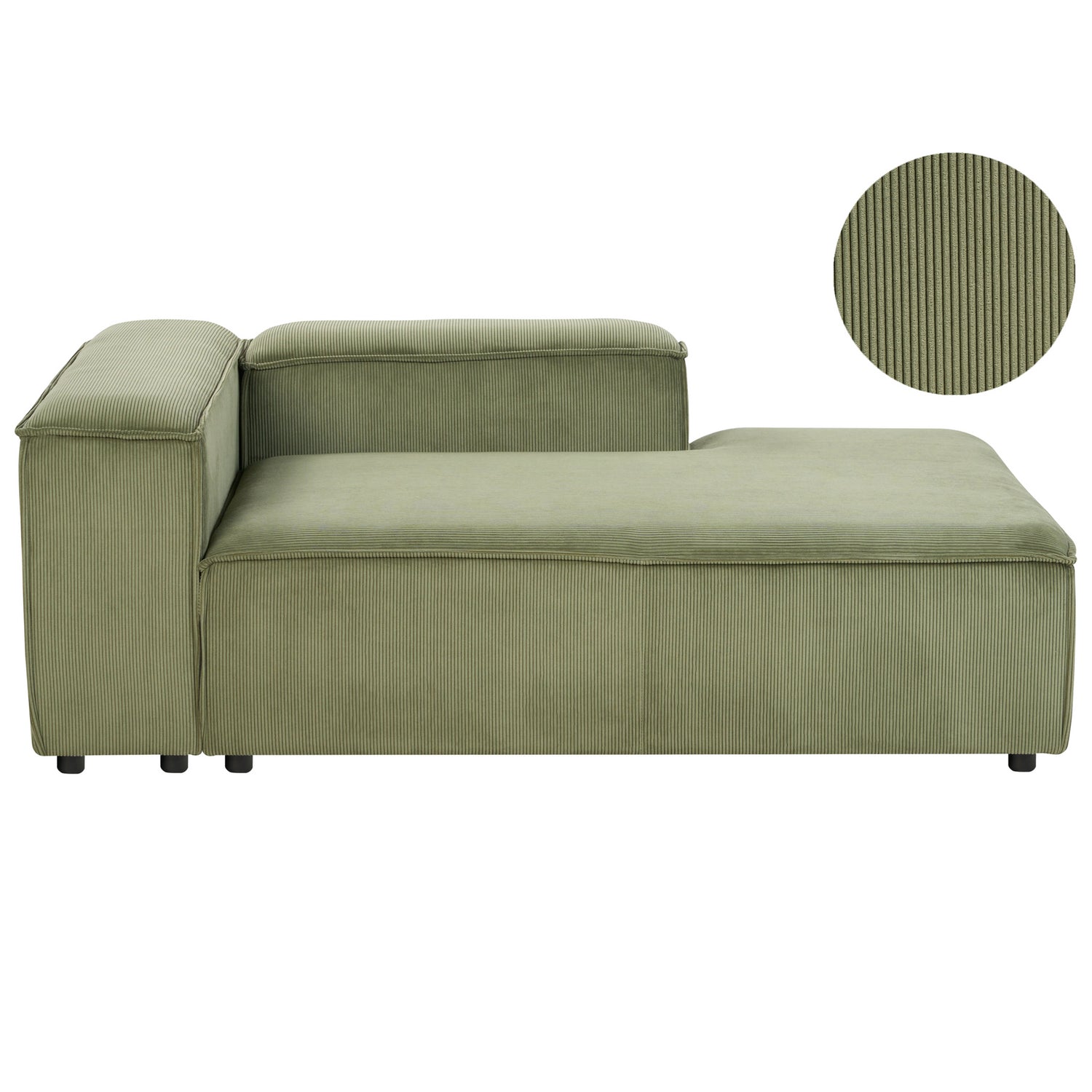 Beliani - ARDAL - Chaise longue - Groen - Linkszijdig - Corduroy