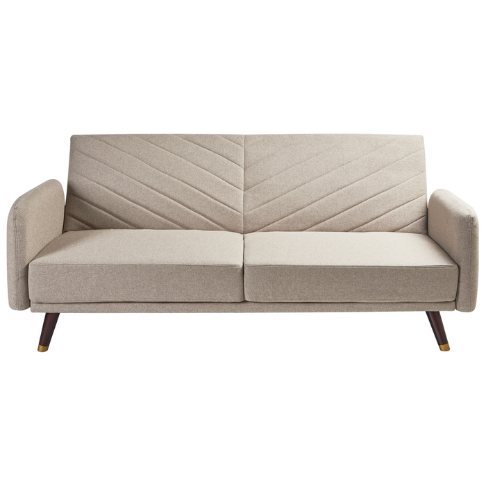 Beliani - SENJA - Slaapbank 3-zits - Lichtbruin - Kunstlinnen